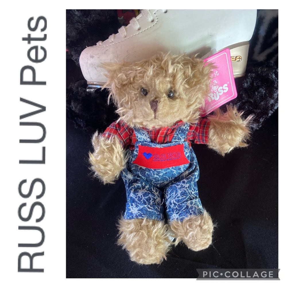 Russ Collectible Luv Pet Benjamin Jr Furry Bear Overalls “ 💙2SK8” Love to Skate